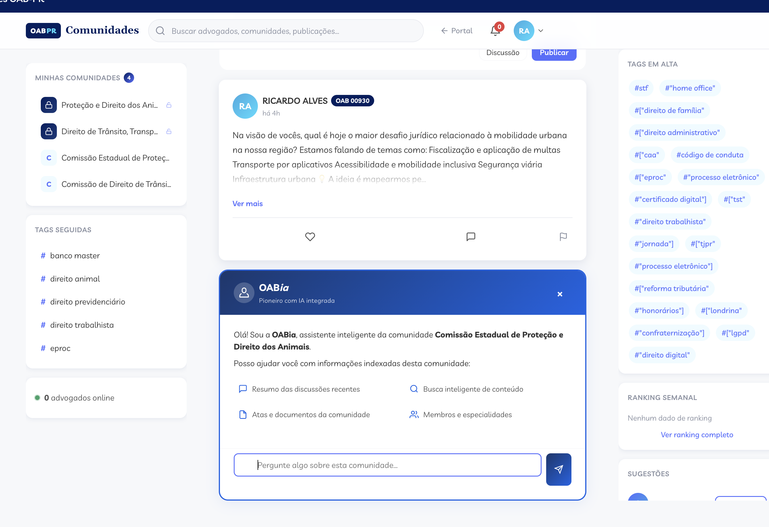 OABia Area Logada Tags